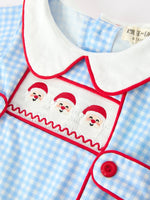 Christmas Santa Embroidered Boys Jon Jon Peter Pan Collar by Rylee Faith Designs