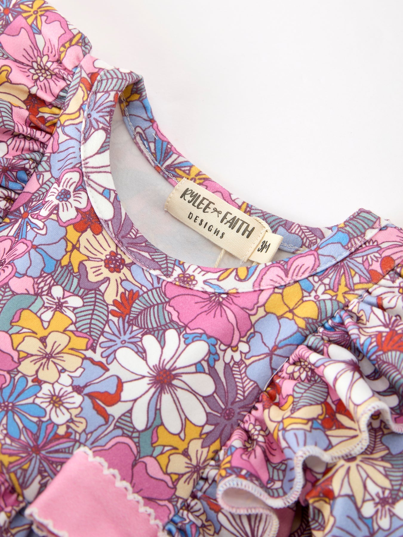 Fall Vintage Floral Print Girls Long Sleeve Romper by Rylee Faith Designs