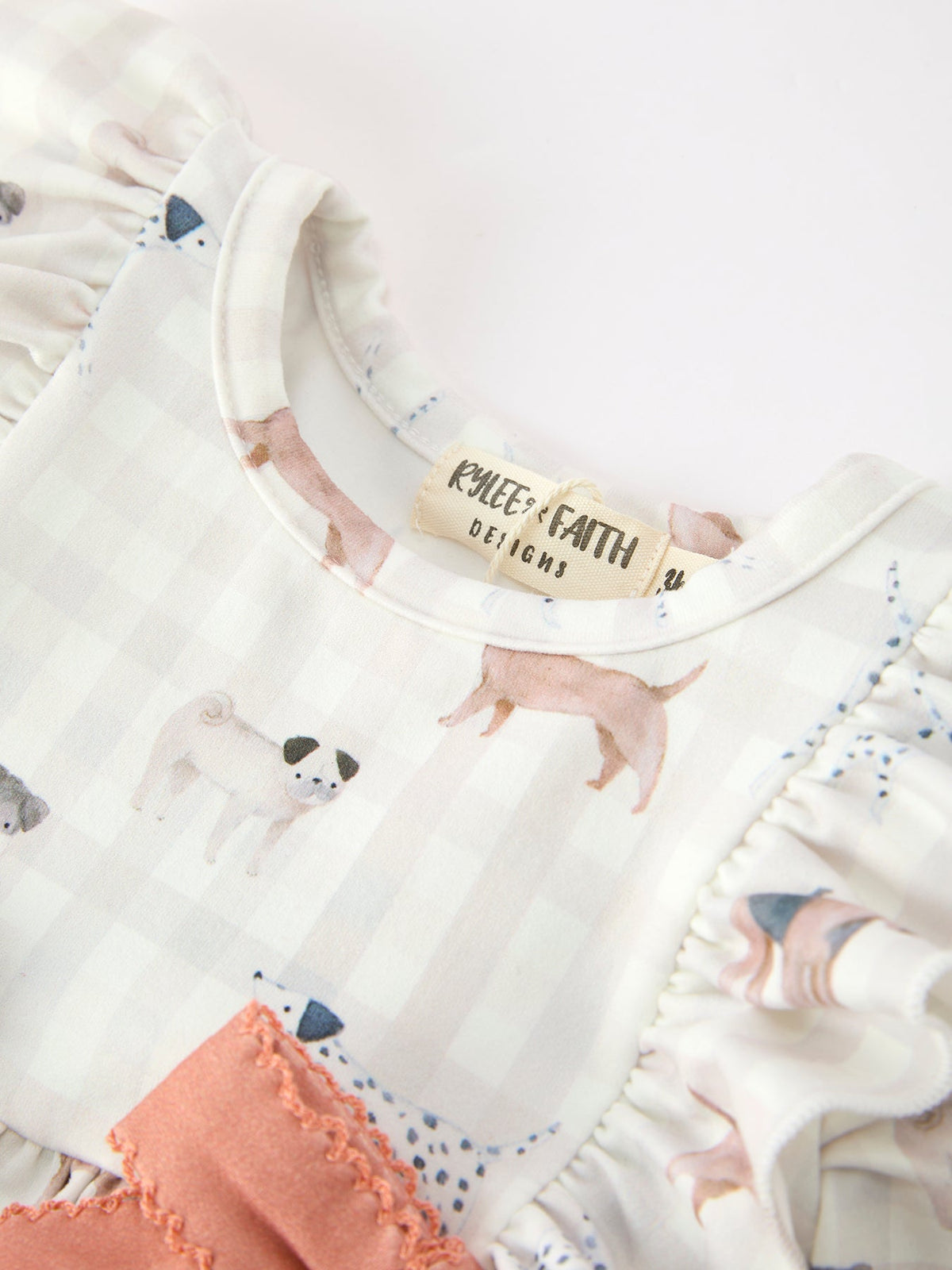 Fall Plaid Dog Print Long Sleeve Romper by Rylee Faith Designs