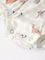 Fall Plaid Dog Print Long Sleeve Romper by Rylee Faith Designs