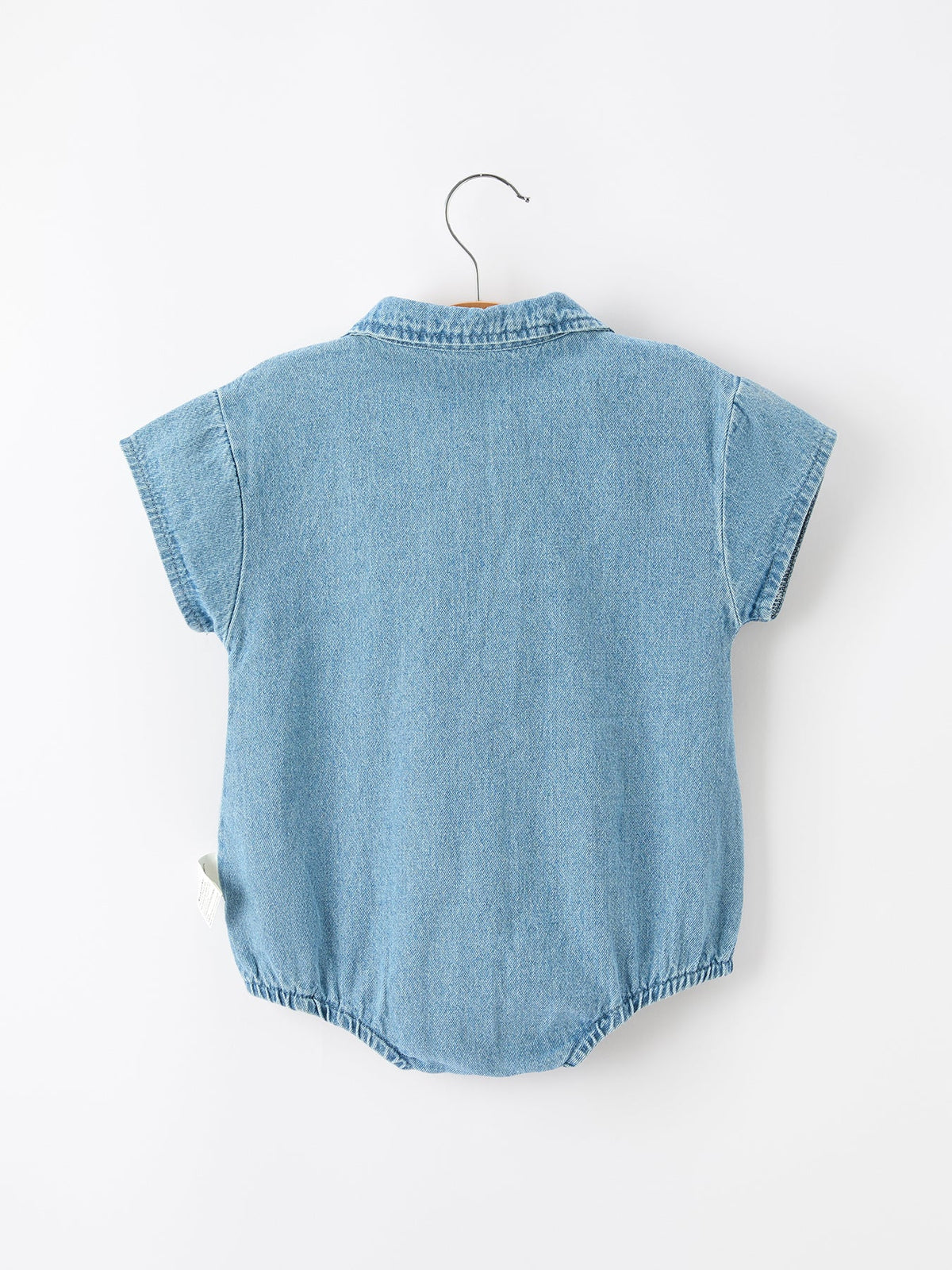 Baby Denim Romper Short Sleeve Polo Bodysuit by Rylee Faith Designs