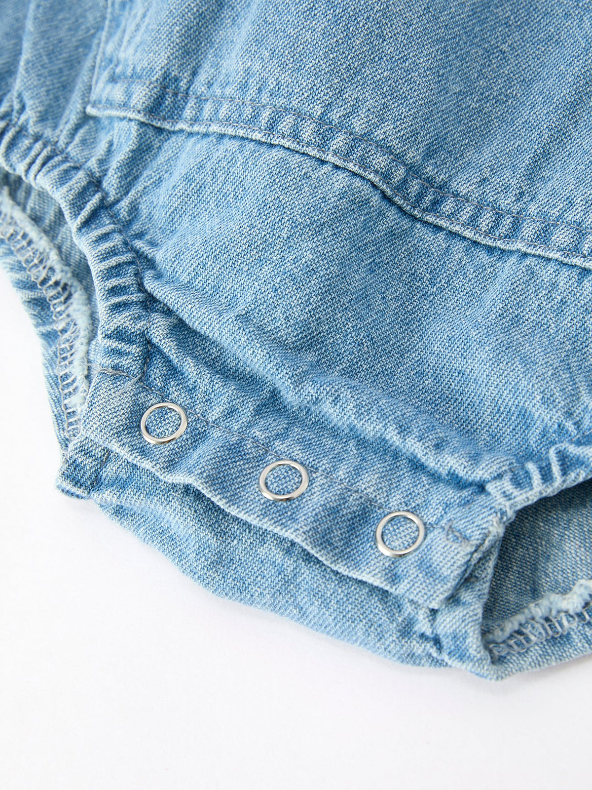 Baby Denim Romper Short Sleeve Polo Bodysuit by Rylee Faith Designs