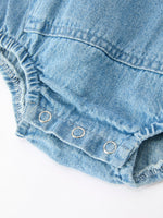 Baby Denim Romper Short Sleeve Polo Bodysuit by Rylee Faith Designs