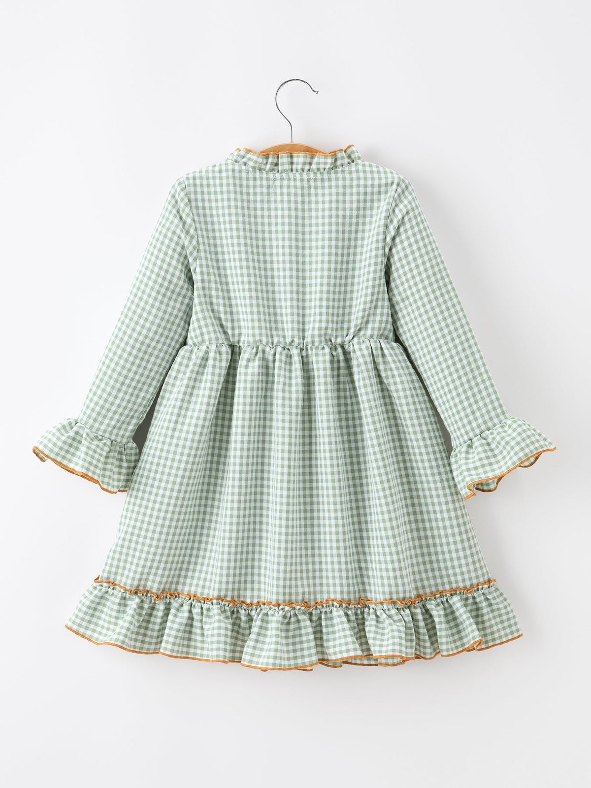 Fall Plaid Girls Dress Pumpkin Applique Ruffle Button Dress by Rylee Faith Designs