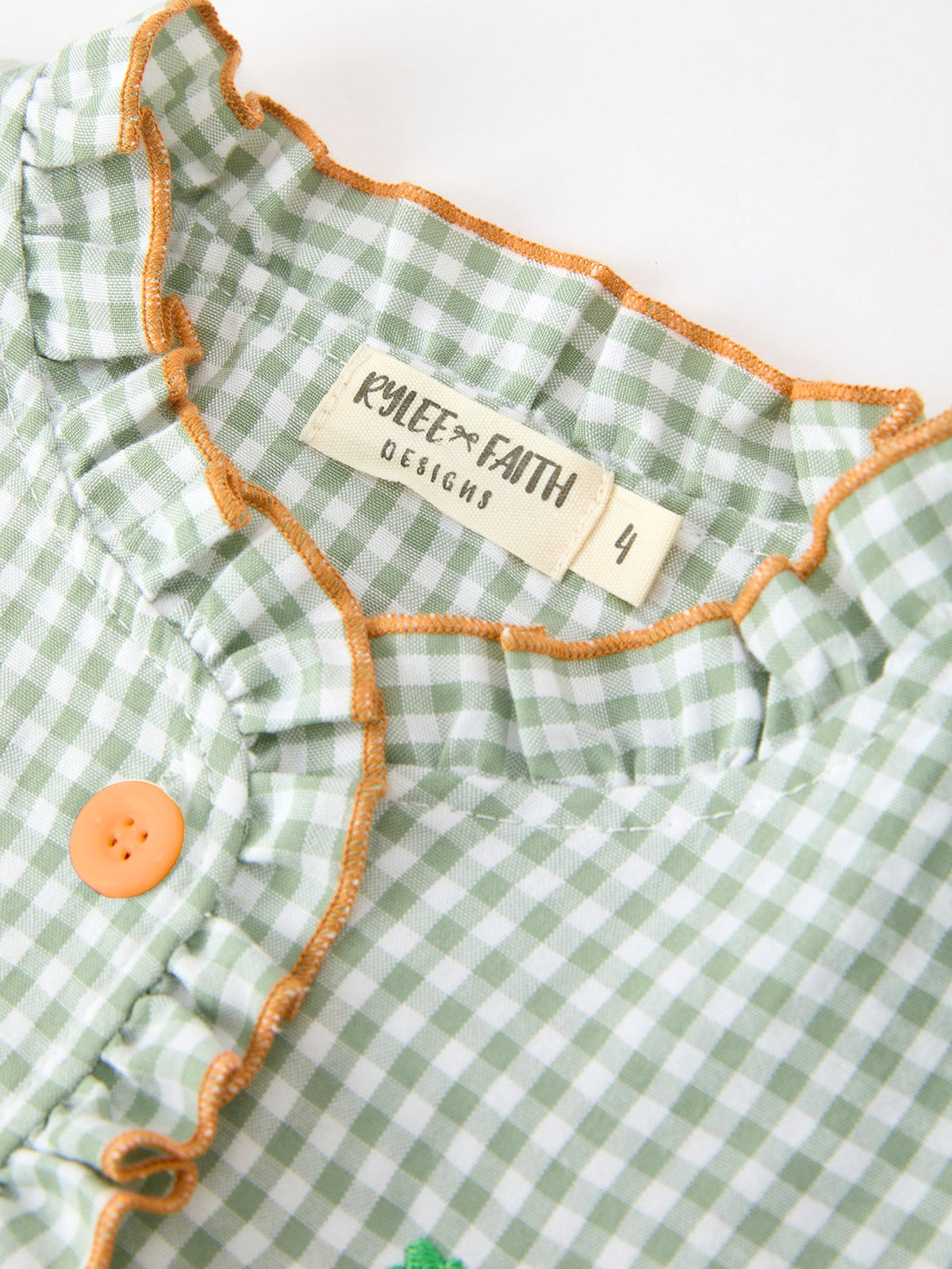 Fall Plaid Girls Dress Pumpkin Applique Ruffle Button Dress by Rylee Faith Designs