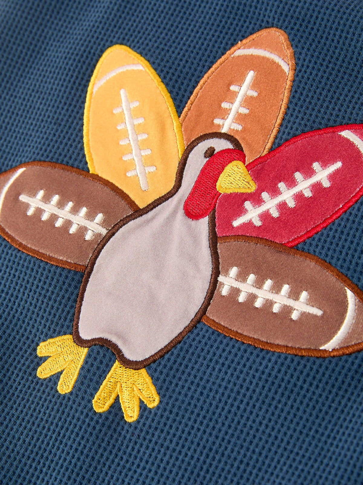 Thanksgiving Turkey Applique Baby Waffle Romper Sleeveless by Rylee Faith Designs