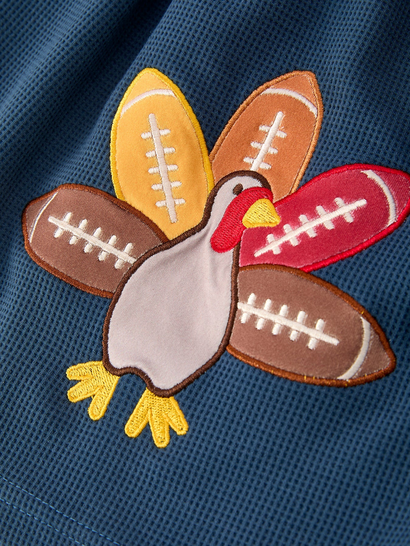 Thanksgiving Turkey Applique Girls Outfit Set Navy Top Orange Pants Set by Rylee Faith Designs