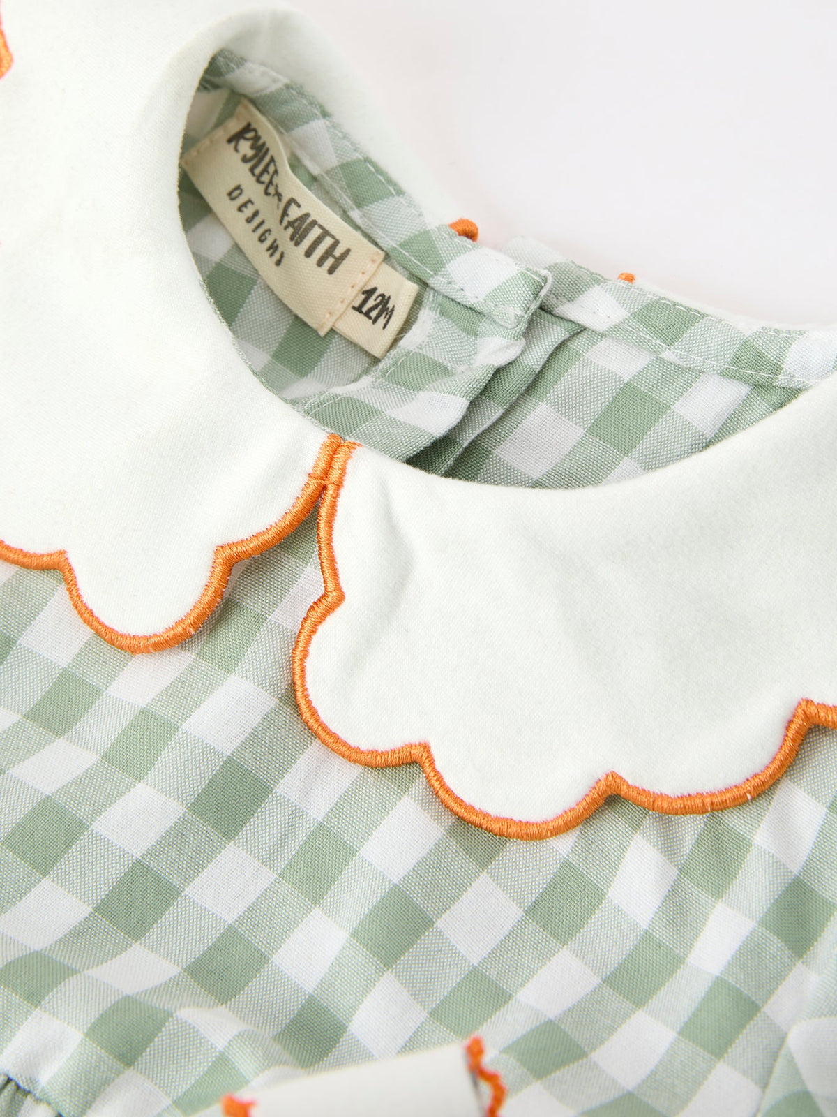 Cotton Romper, Plaid, Pumpkin Bow, Peter Pan Collar by Rylee Faith Designs