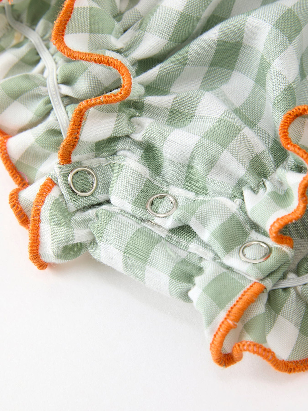 Cotton Romper, Plaid, Pumpkin Bow, Peter Pan Collar by Rylee Faith Designs