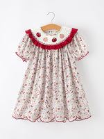 Fall Pumpkin Embroidery Girls Dress Floral Ruffle Collar Dress by Rylee Faith Designs