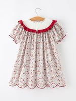 Fall Pumpkin Embroidery Girls Dress Floral Ruffle Collar Dress by Rylee Faith Designs