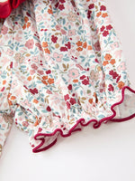 Fall Pumpkin Embroidery Girls Dress Floral Ruffle Collar Dress by Rylee Faith Designs