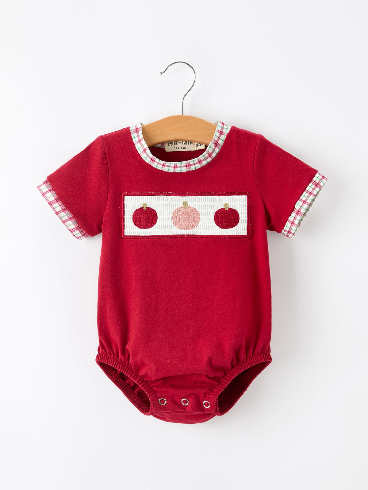 Fall Pumpkin Embroidery Baby Boy Romper by Rylee Faith Designs