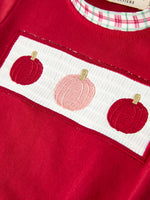 Fall Pumpkin Embroidery Baby Boy Romper by Rylee Faith Designs