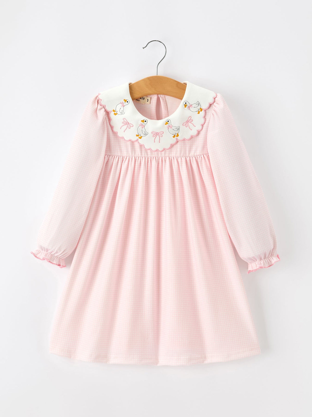 Polyester Spandex Baby Girl Dress, Duck Embroidered, Peter Pan Collar by Rylee Faith Designs