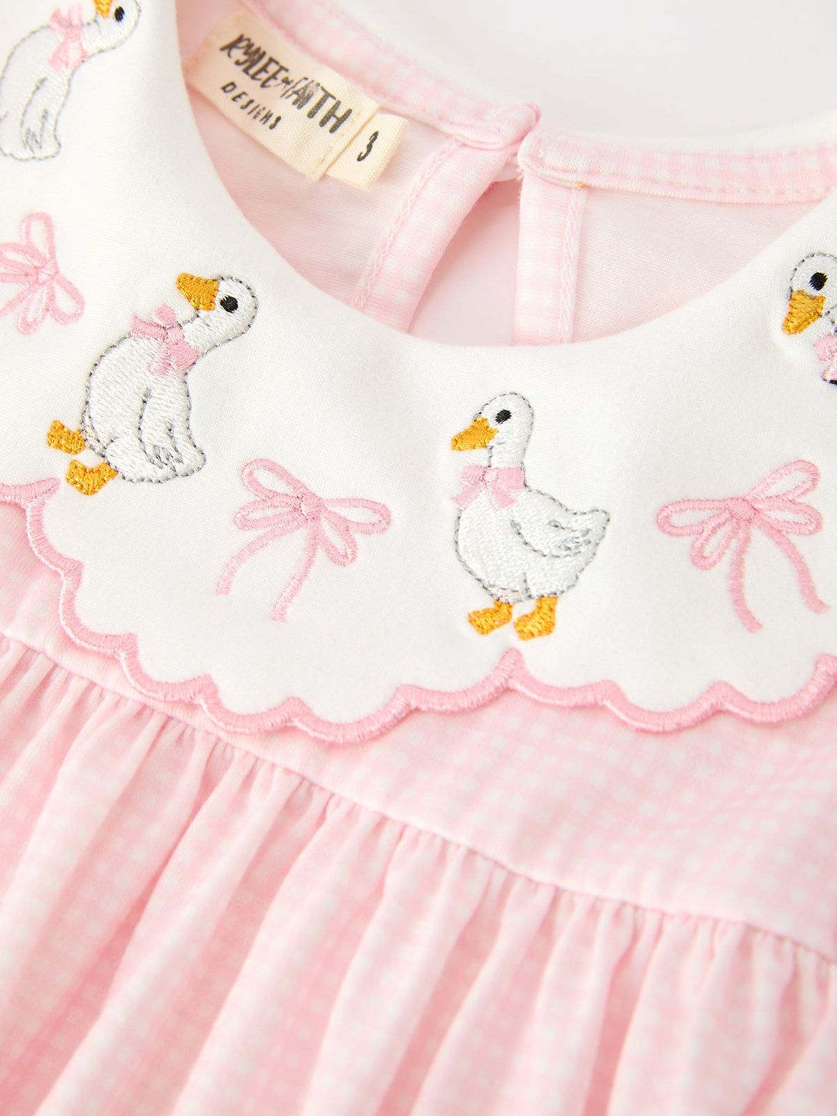 Polyester Spandex Baby Girl Dress, Duck Embroidered, Peter Pan Collar by Rylee Faith Designs