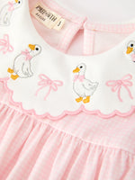 Polyester Spandex Baby Girl Dress, Duck Embroidered, Peter Pan Collar by Rylee Faith Designs