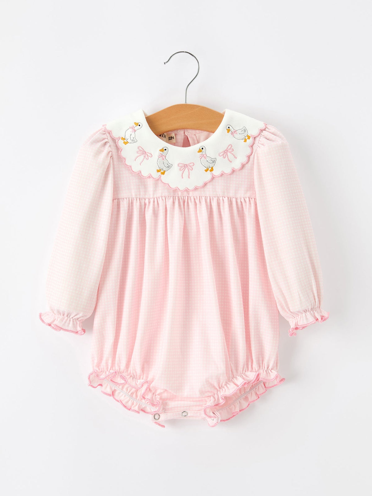 Polyester Spandex Romper, Duck Embroidered Ruffle Collar by Rylee Faith Designs
