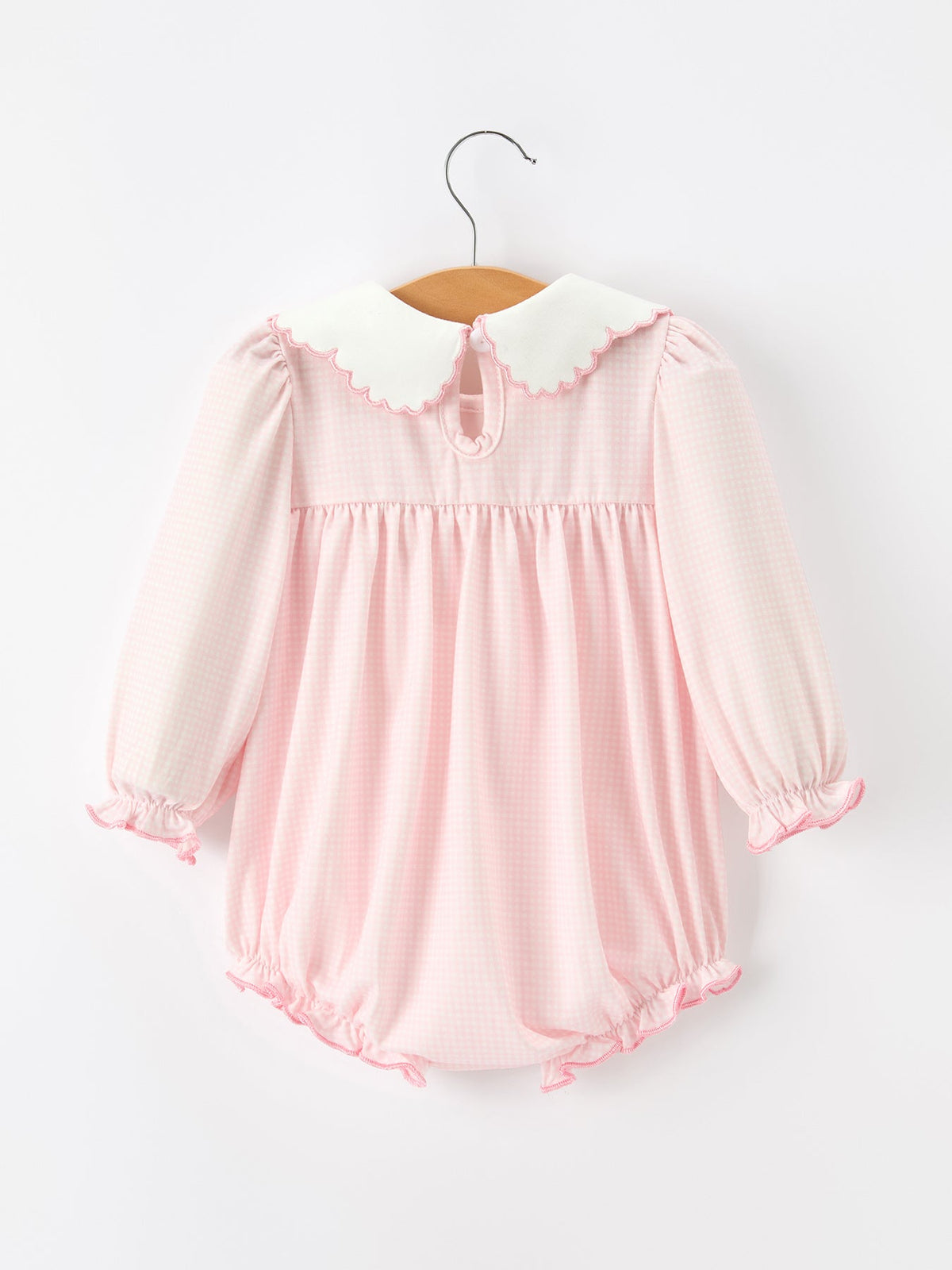 Polyester Spandex Romper, Duck Embroidered Ruffle Collar by Rylee Faith Designs