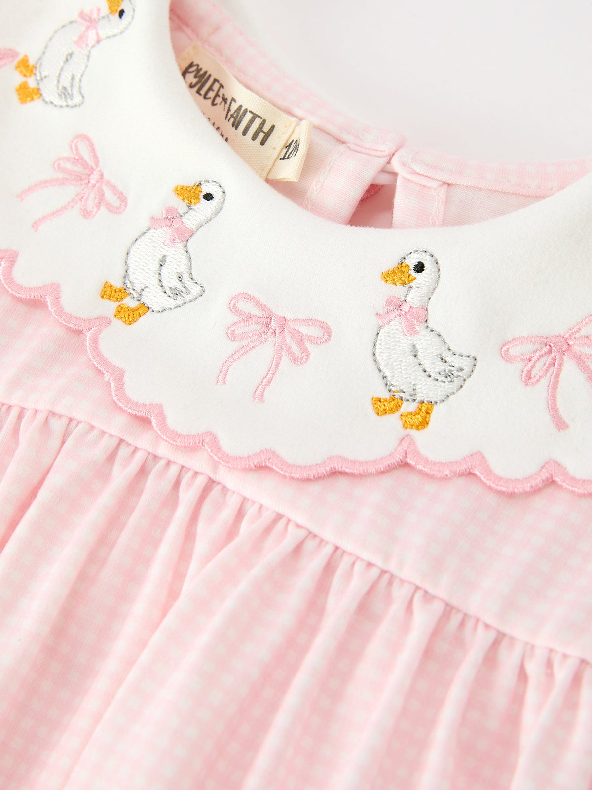 Polyester Spandex Romper, Duck Embroidered Ruffle Collar by Rylee Faith Designs