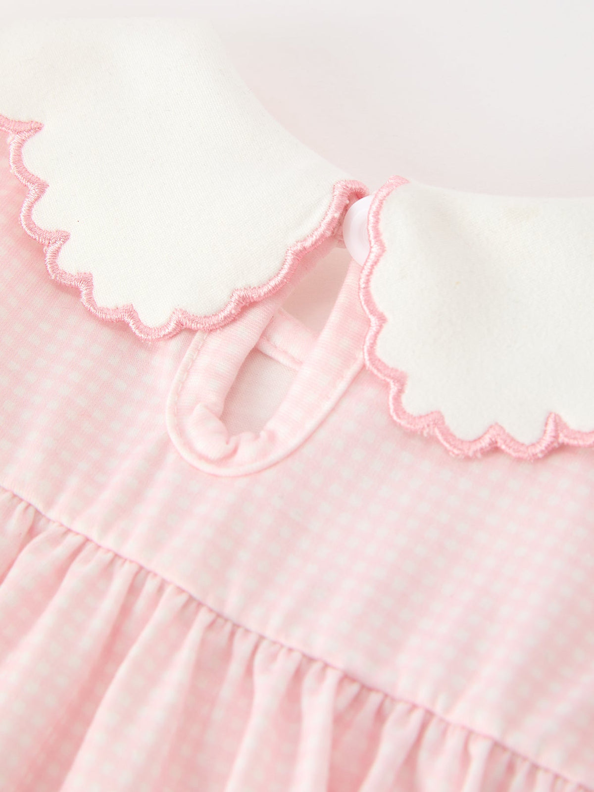 Polyester Spandex Romper, Duck Embroidered Ruffle Collar by Rylee Faith Designs