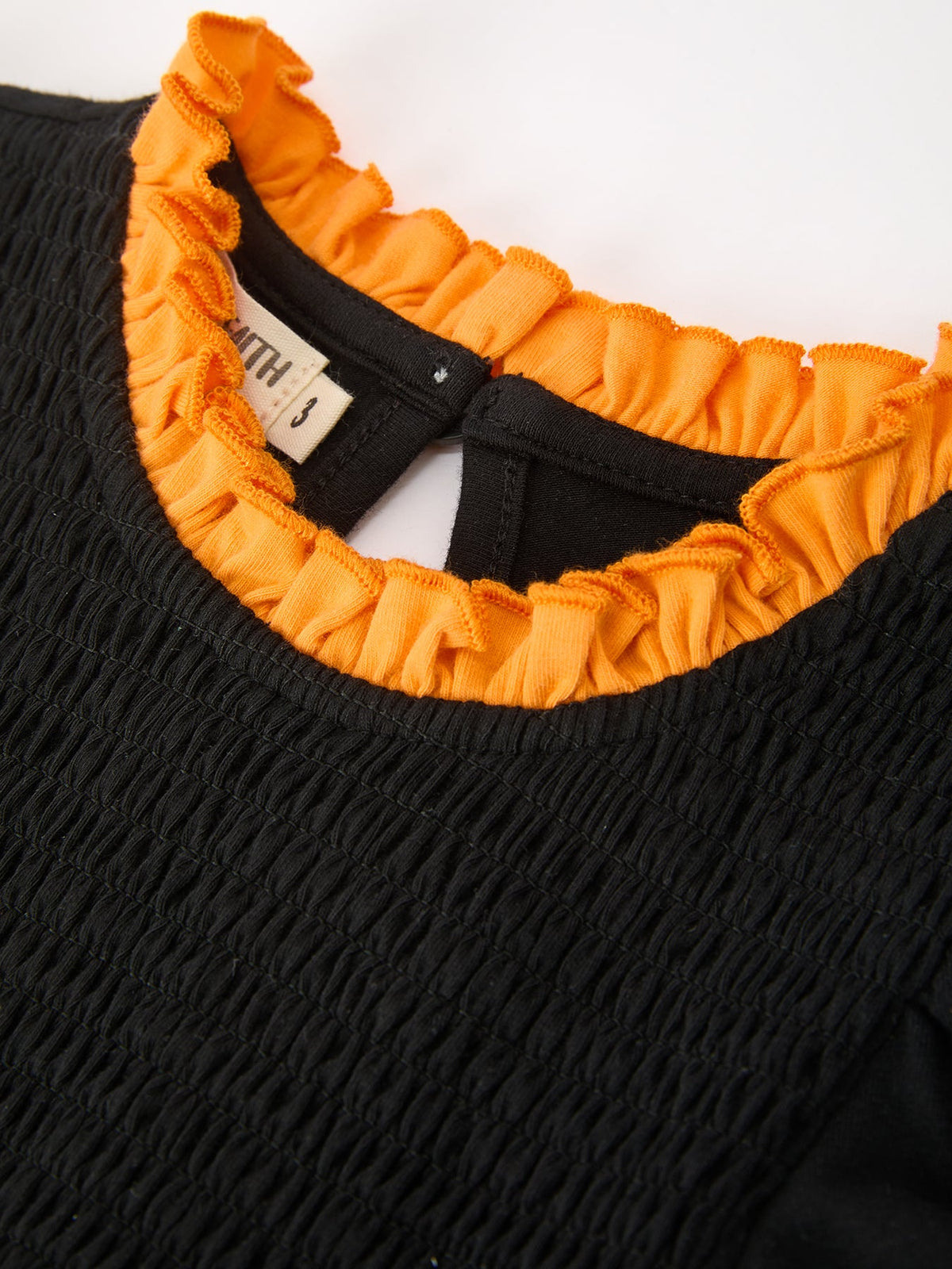 Girls Halloween Dog Pumpkin Embroidered Dress Puff Sleeve by Rylee Faith Designs