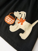 Girls Halloween Dog Pumpkin Black Bloomers Set by Rylee Faith Designs