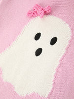 Girls Ghost Bow Knit Sweater Halloween Cute Embroidered Pullover by Rylee Faith Designs