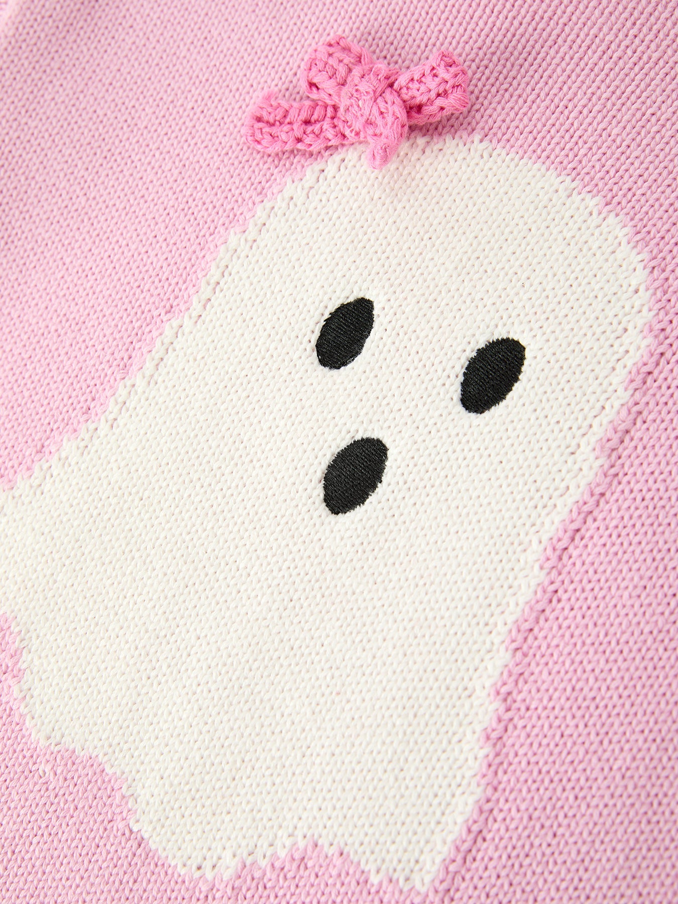Girls Ghost Bow Knit Sweater Halloween Cute Embroidered Pullover by Rylee Faith Designs