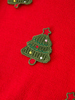 Baby Girls Christmas Red Knit Tree Appliqué Romper by Rylee Faith Designs