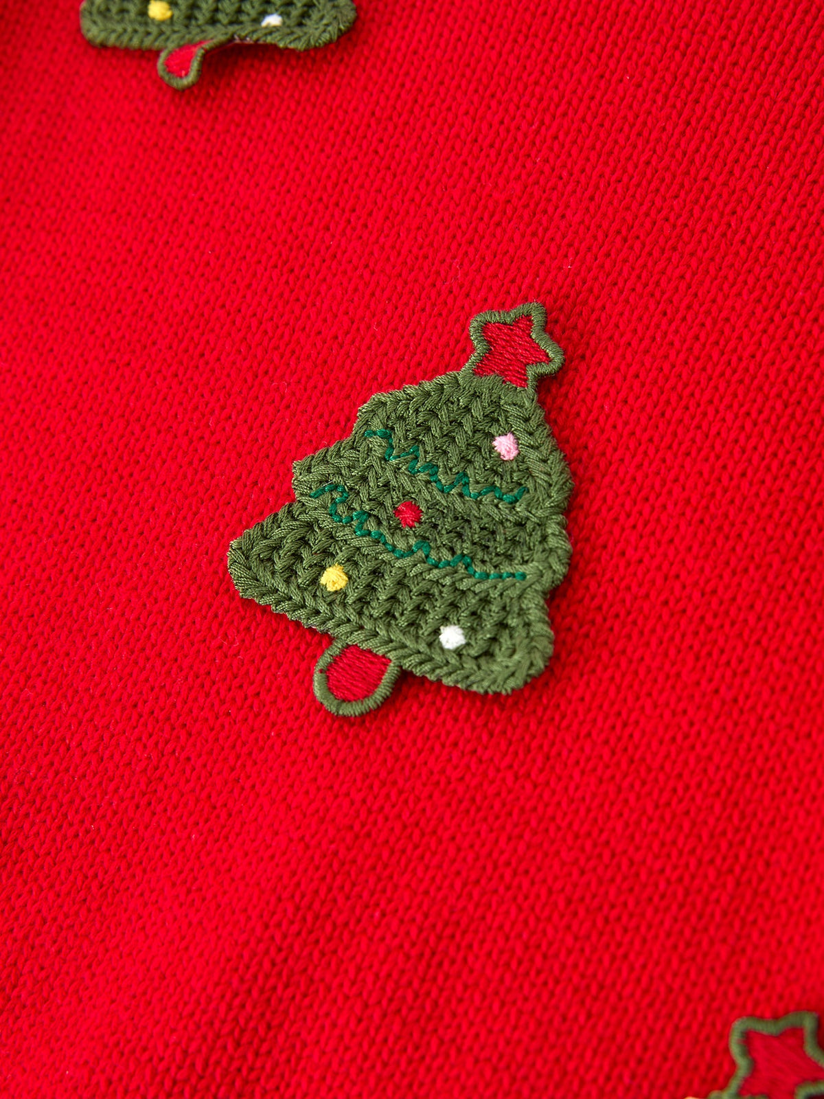 Baby Girls Christmas Red Knit Tree Appliqué Romper by Rylee Faith Designs