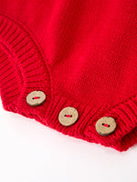 Baby Girls Christmas Red Knit Tree Appliqué Romper by Rylee Faith Designs