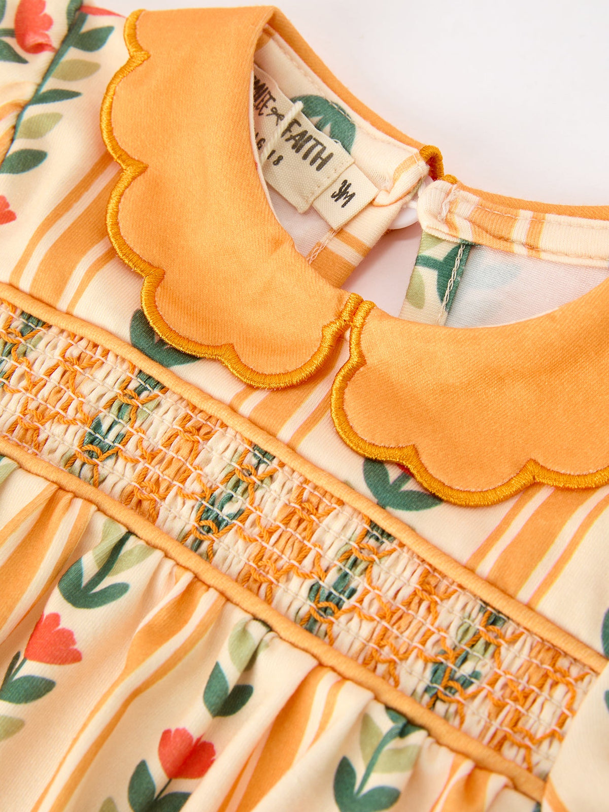 Polyester Spandex Romper, Floral Stripe, Petals Collar by Rylee Faith Designs