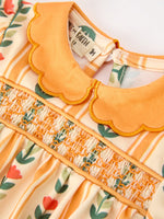 Polyester Spandex Romper, Floral Stripe, Petals Collar by Rylee Faith Designs