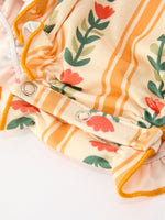 Polyester Spandex Romper, Floral Stripe, Petals Collar by Rylee Faith Designs