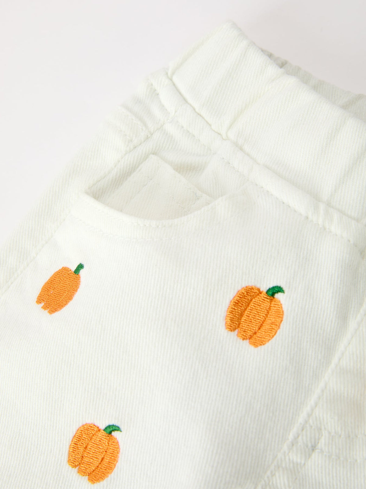 Girls Pumpkin Embroidered Wide-Leg Pants Fall Scallop Hem Casual Pants by Rylee Faith Designs