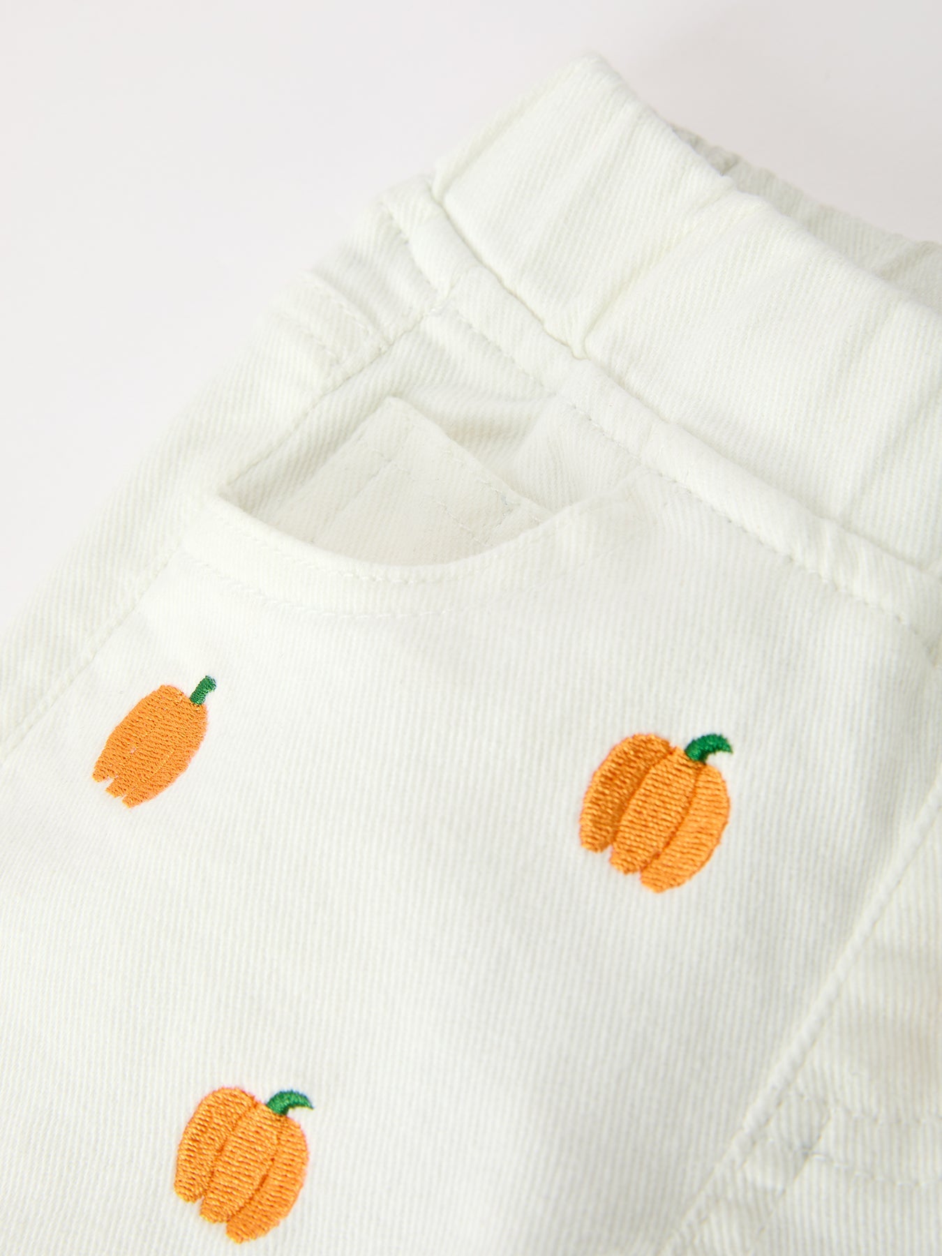 Girls Pumpkin Embroidered Wide-Leg Pants Fall Scallop Hem Casual Pants by Rylee Faith Designs