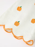 Girls Pumpkin Embroidered Wide-Leg Pants Fall Scallop Hem Casual Pants by Rylee Faith Designs
