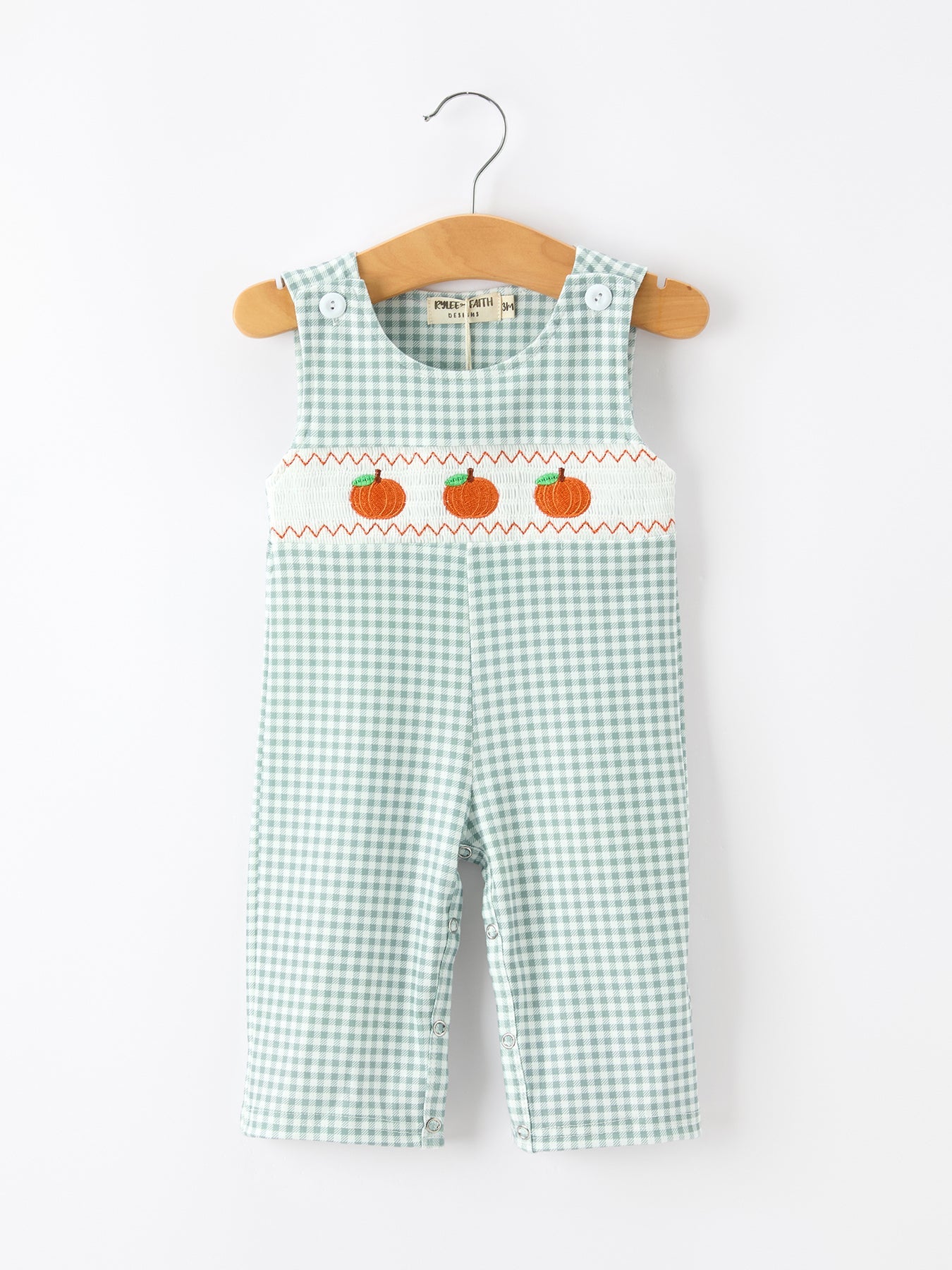 Baby boy jonjon romper with pumpkin embroidery for fall