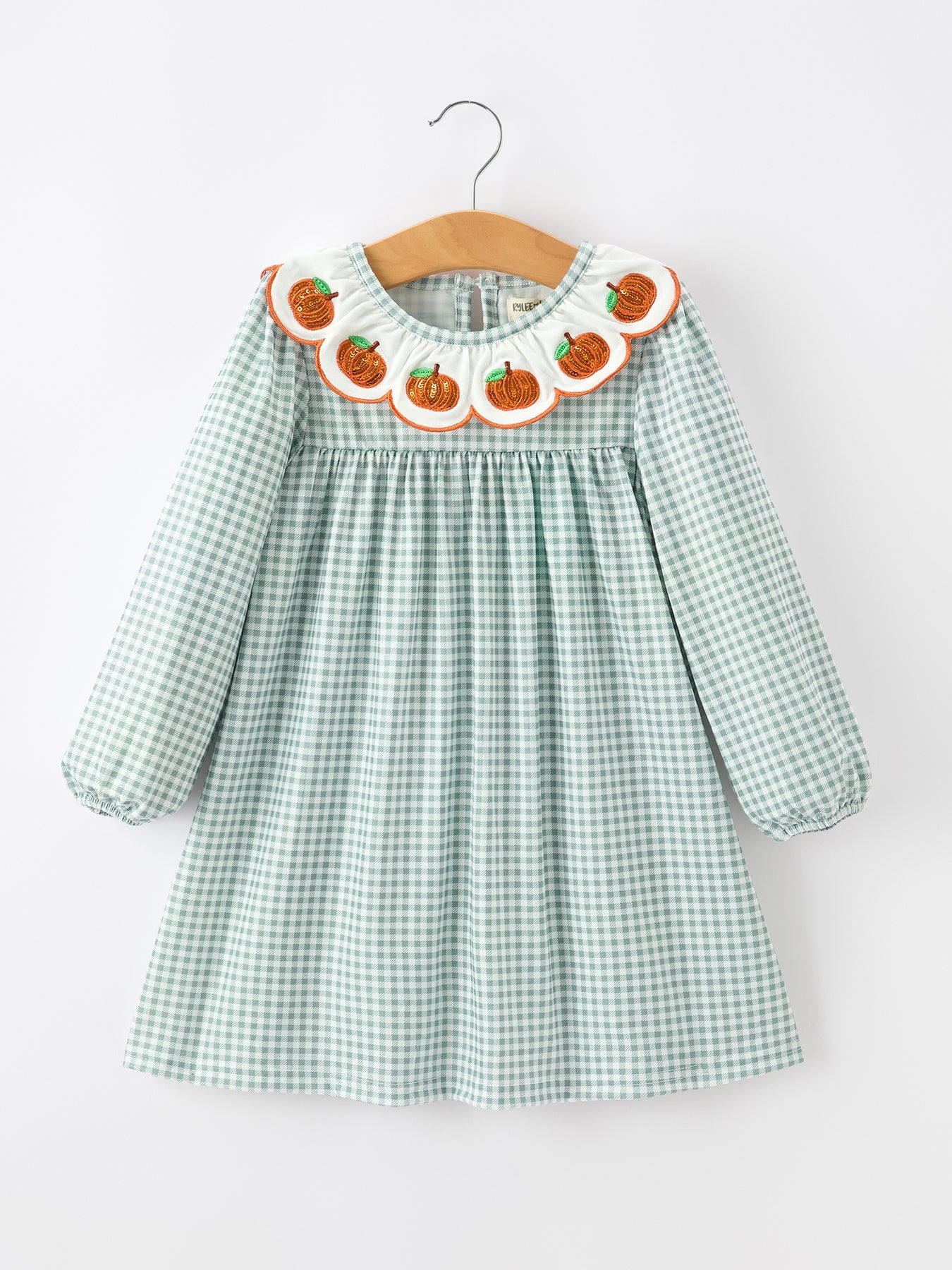 Girls Dress, Pumpkin Embroidery, Peter Pan Collar