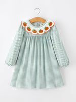 Girls Dress, Pumpkin Embroidery, Peter Pan Collar by Rylee Faith Designs