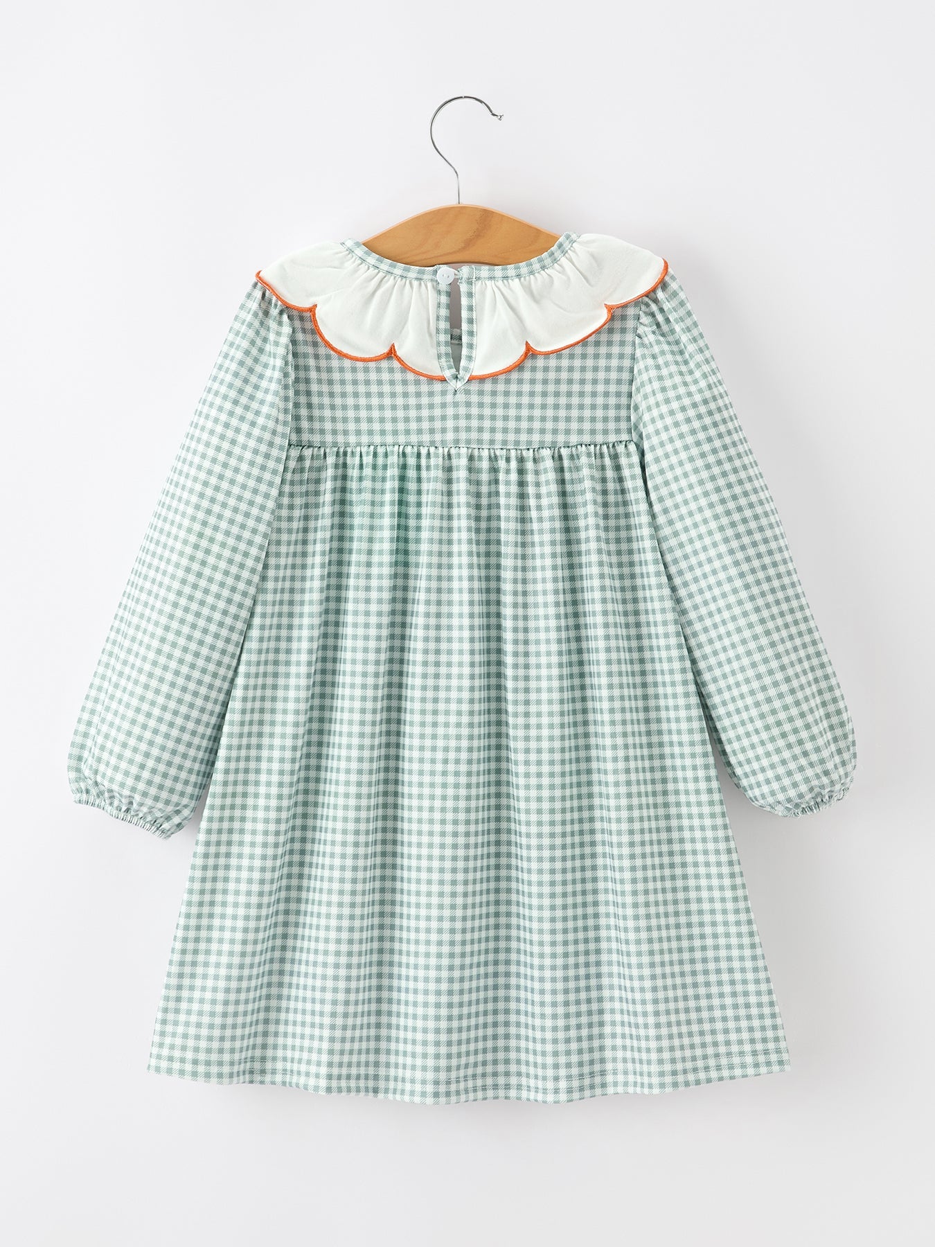 Girls Dress, Pumpkin Embroidery, Peter Pan Collar