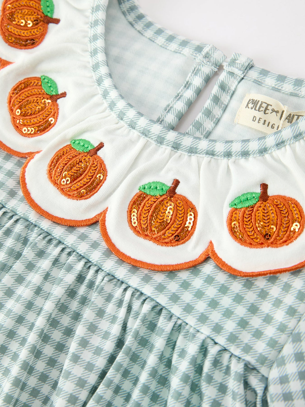 Girls Dress, Pumpkin Embroidery, Peter Pan Collar by Rylee Faith Designs
