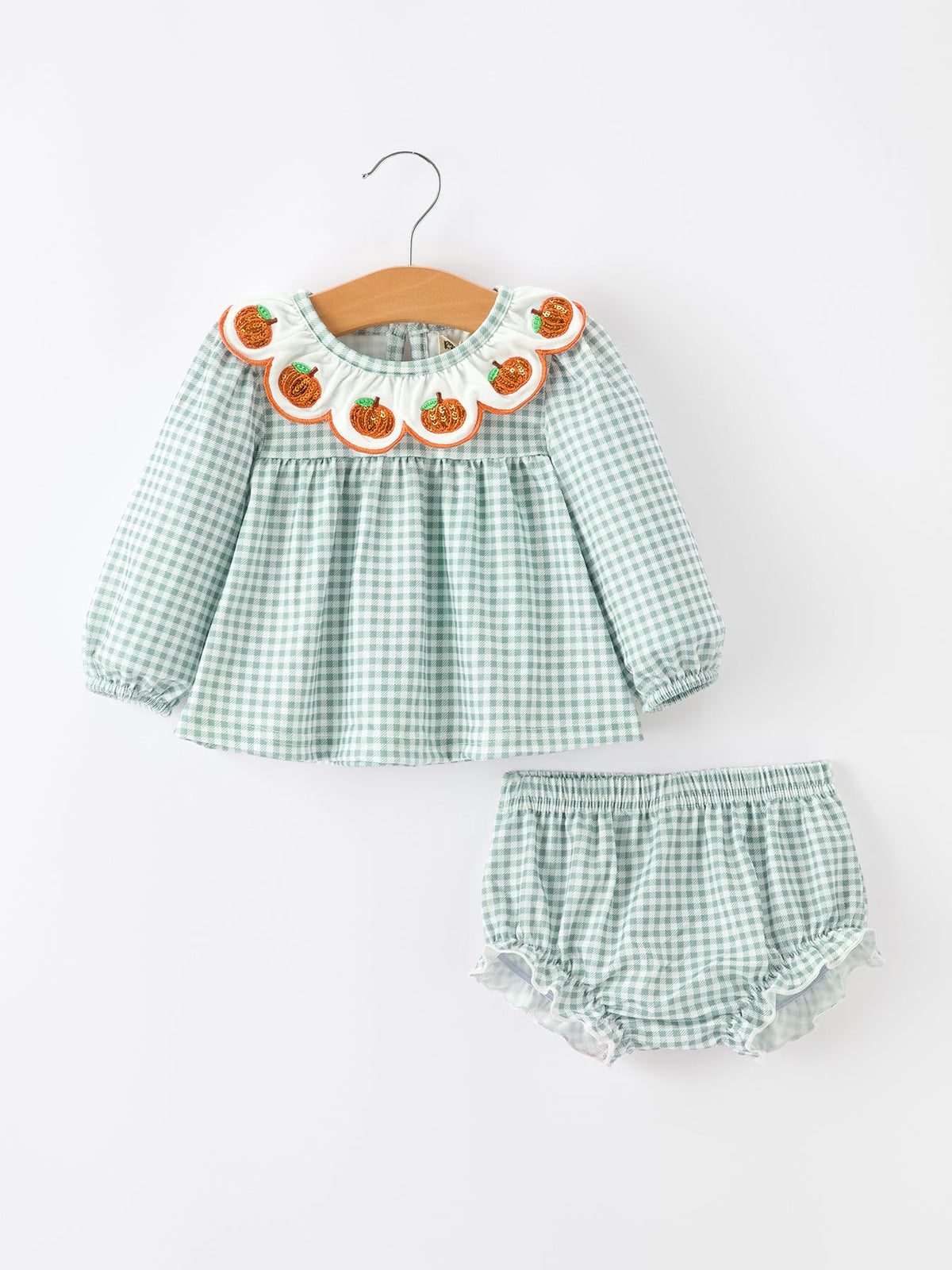 Girls Bloomer Set, Embroidered Pumpkin by Rylee Faith Designs