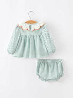 Girls Bloomer Set, Embroidered Pumpkin by Rylee Faith Designs