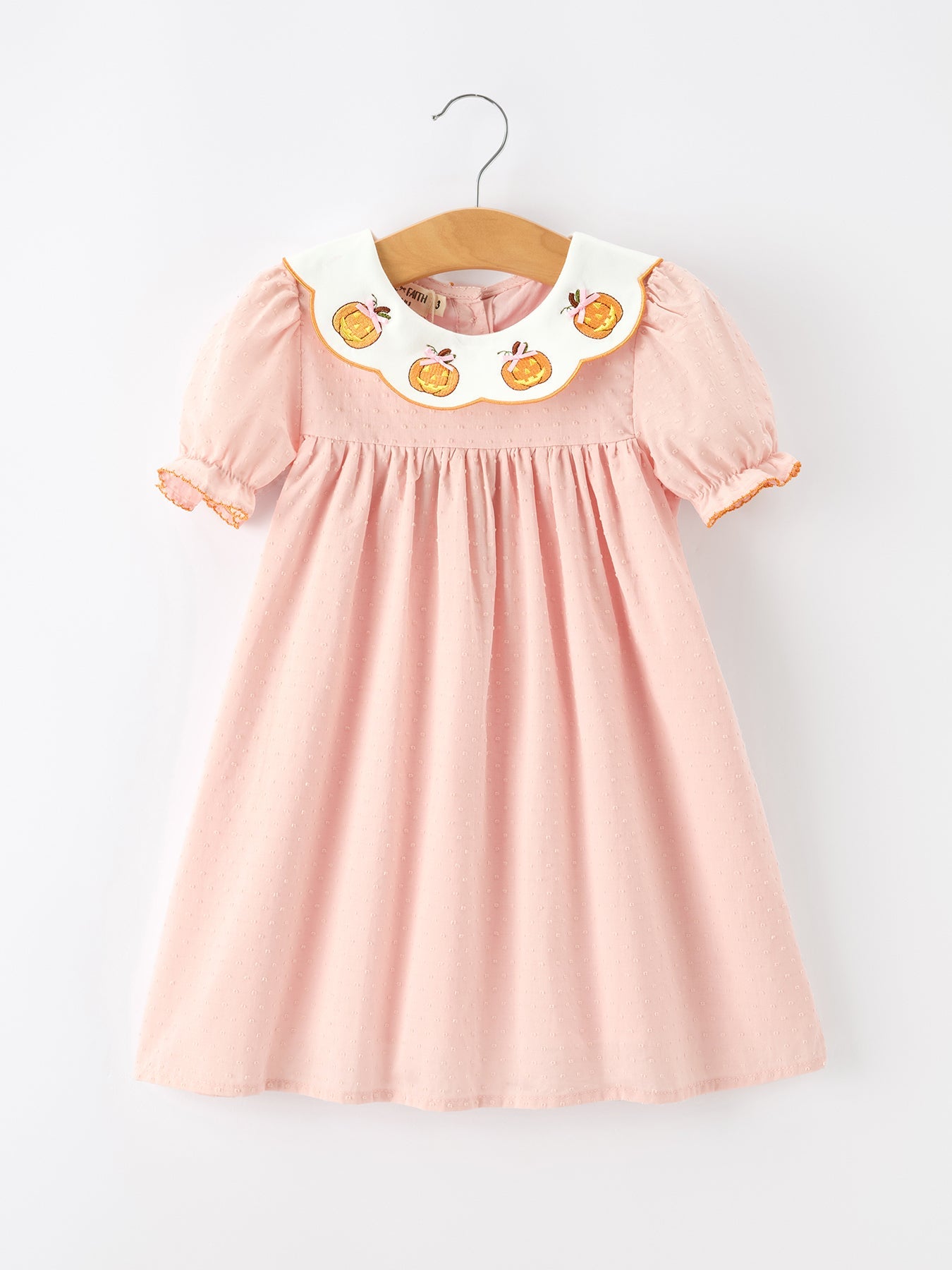 Halloween Pumpkin Applique Puff Sleeve Dress