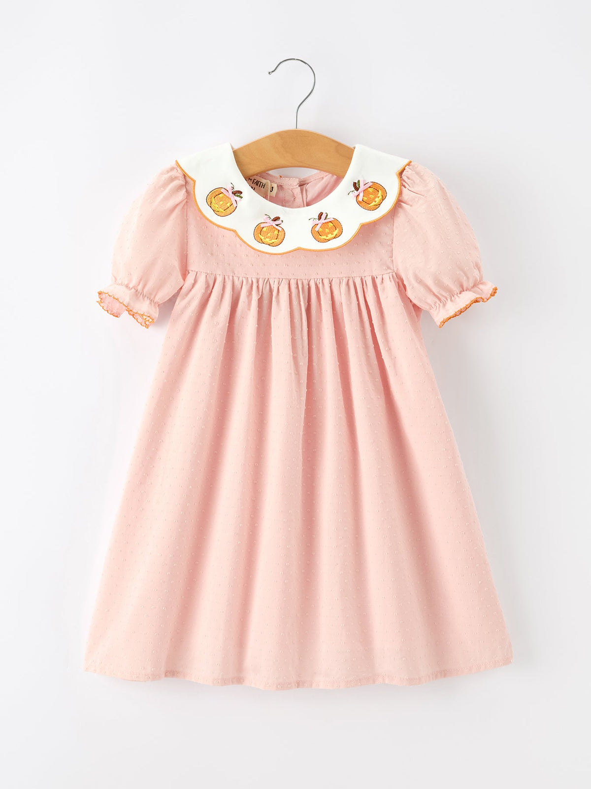 Halloween Pumpkin Applique Puff Sleeve Dress by Rylee Faith Designs