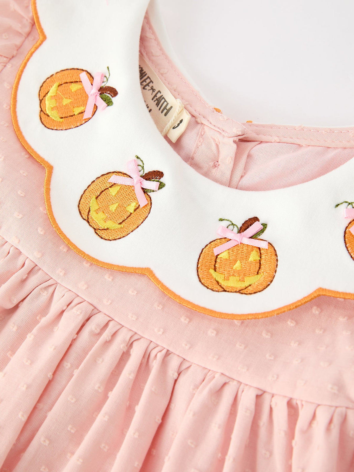 Halloween Pumpkin Applique Puff Sleeve Dress by Rylee Faith Designs