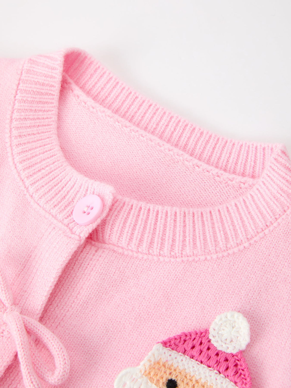 Baby Girl Christmas Pink Santa Bow Knit Cardigan Sweater by Rylee Faith Designs
