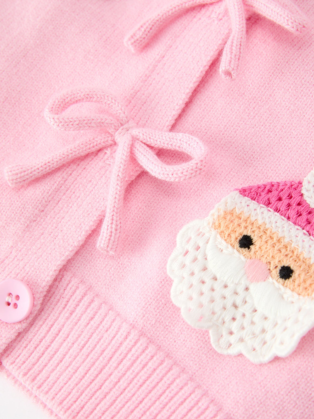 Baby Girl Christmas Pink Santa Bow Knit Cardigan Sweater by Rylee Faith Designs